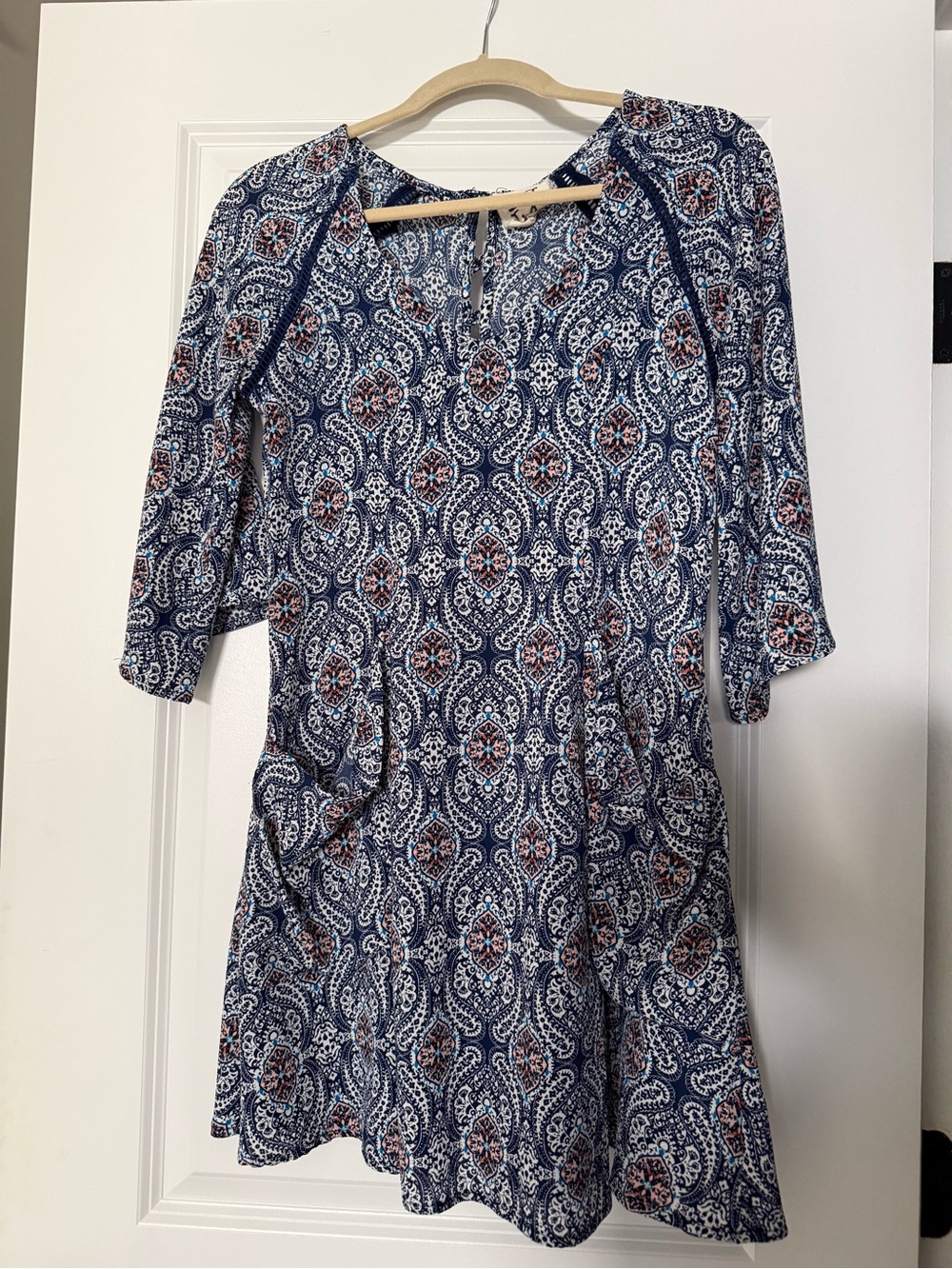 PPLA Blue Paisley Long-Sleeve Tunic Dress